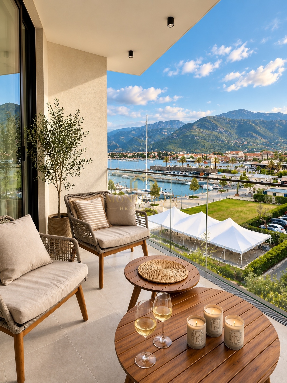 Na prodaju je prostran i elegantno uređen apartman površine 80 m², smješten u prestižnoj zgradi Baia u okviru kompleksa Porto Montenegro u Tivtu.
